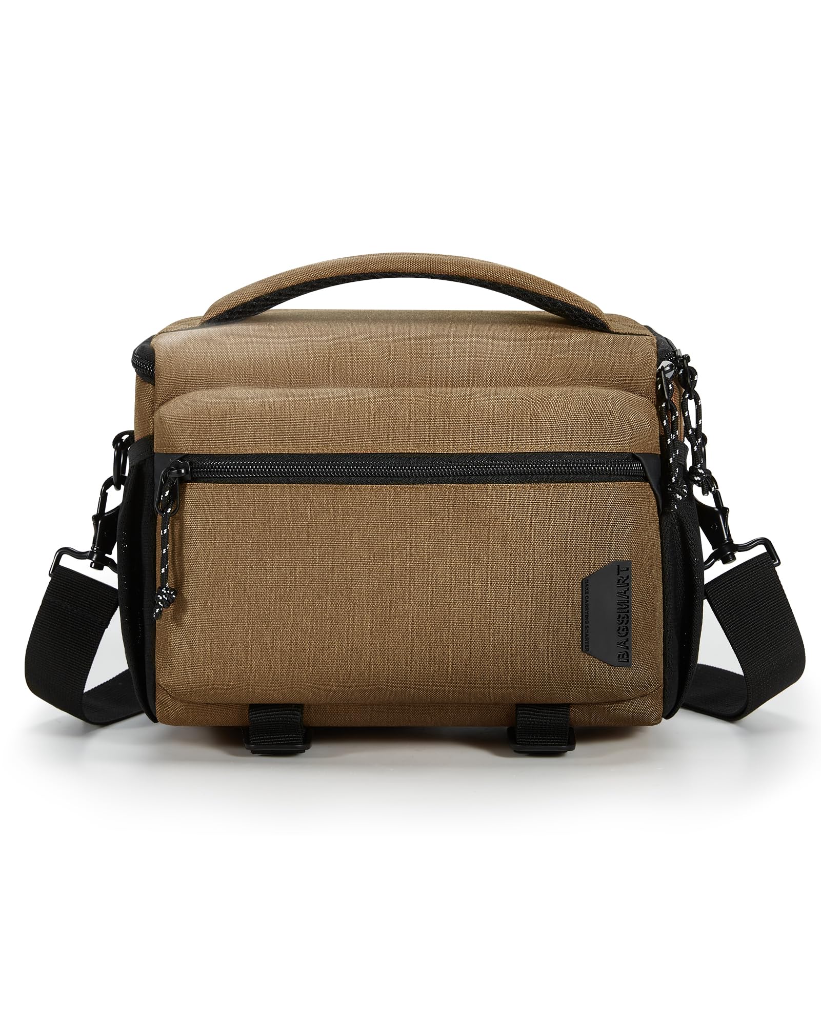 BAGSMART Small Camera Bag for Photographers, Compact Camera Shoulder Bags for DSLR/SLR/Mirrorless Cameras, Waterproof Crossbody Camera Case with Tripod Holder, Khaki