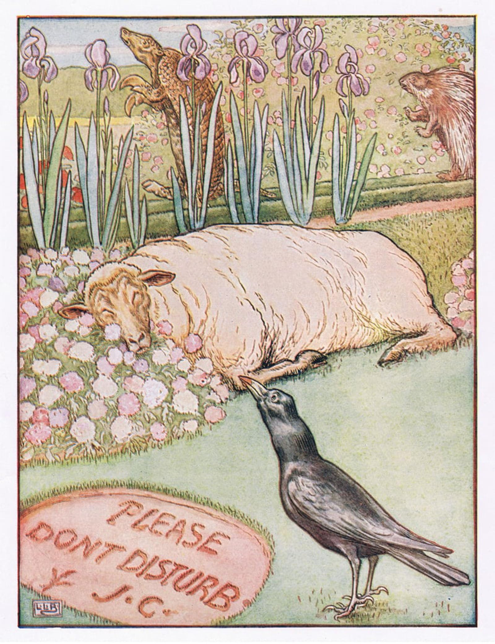 Serendipitp No Frame Aesthetic Poster Photo Wall Print Retro Picture And The Sheep Went To Sleep Illustration From Crow's Party By Leonard Leslie Brooke Modern Wall Artwork For Home Decor 60X90cm
