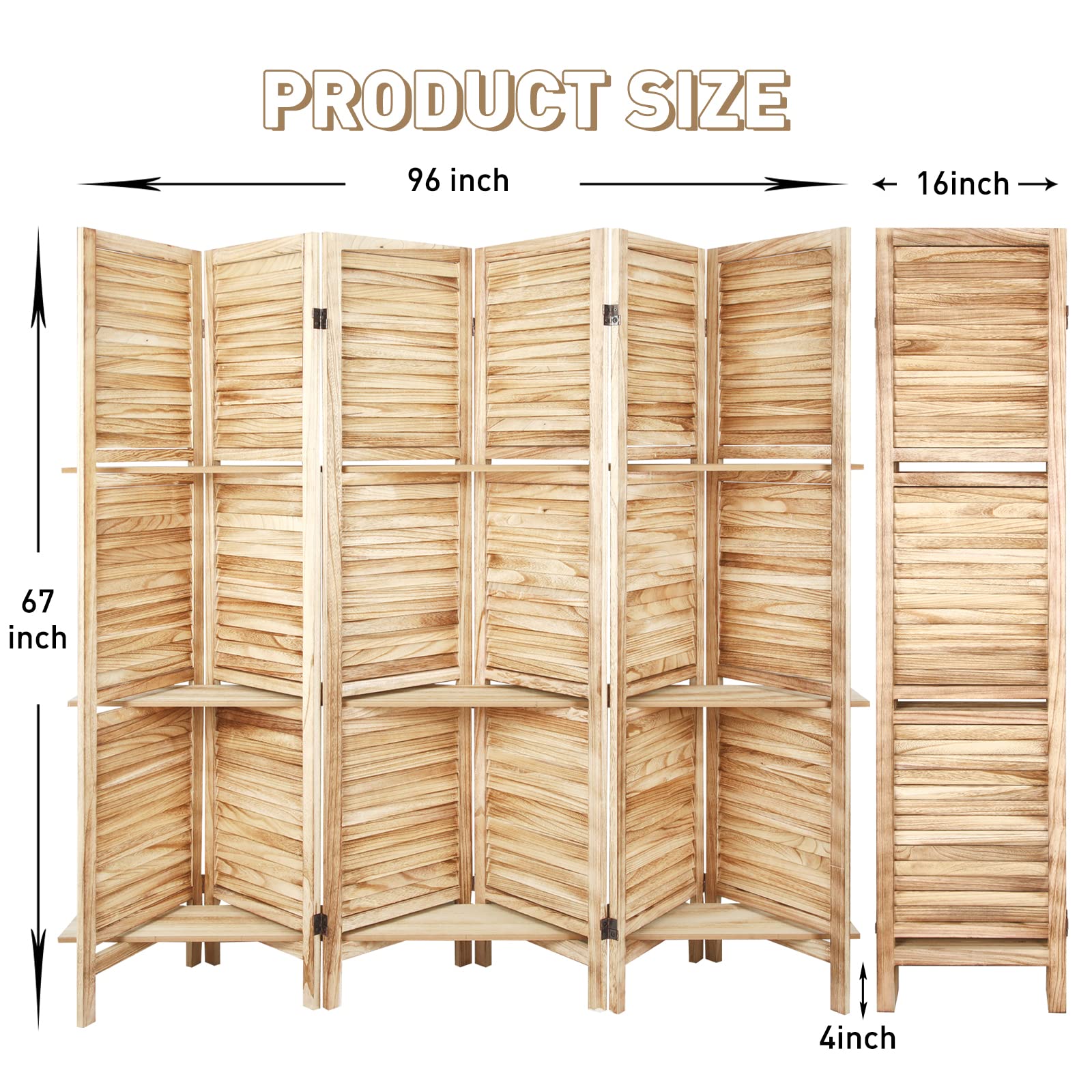 Amazon.com: 6 Panel Room Divider with Shelves 5.6ft.Tall Folding