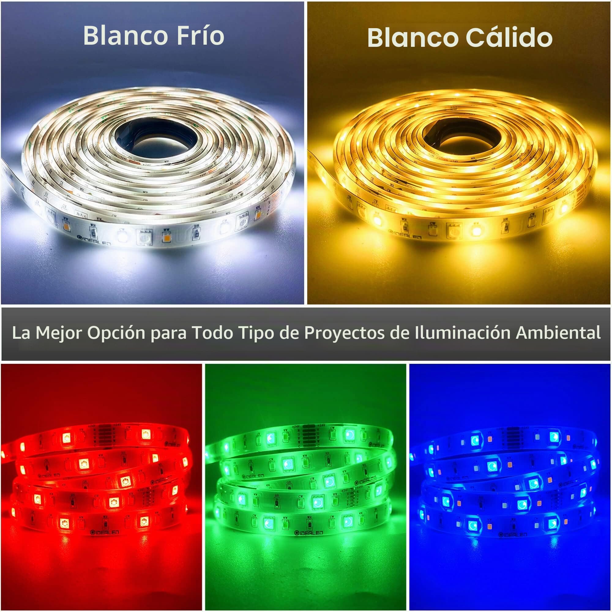 GIDEALED Tira de luces LED RGBWW 24V,10m/rollo,Regulable RGB blanco frío,blanco cálido(2300K-6000K)SMD5050 6 alambres a todo color Luz de día RGBCCT Light Strip Plus,solo no impermeable RGBWW Strips