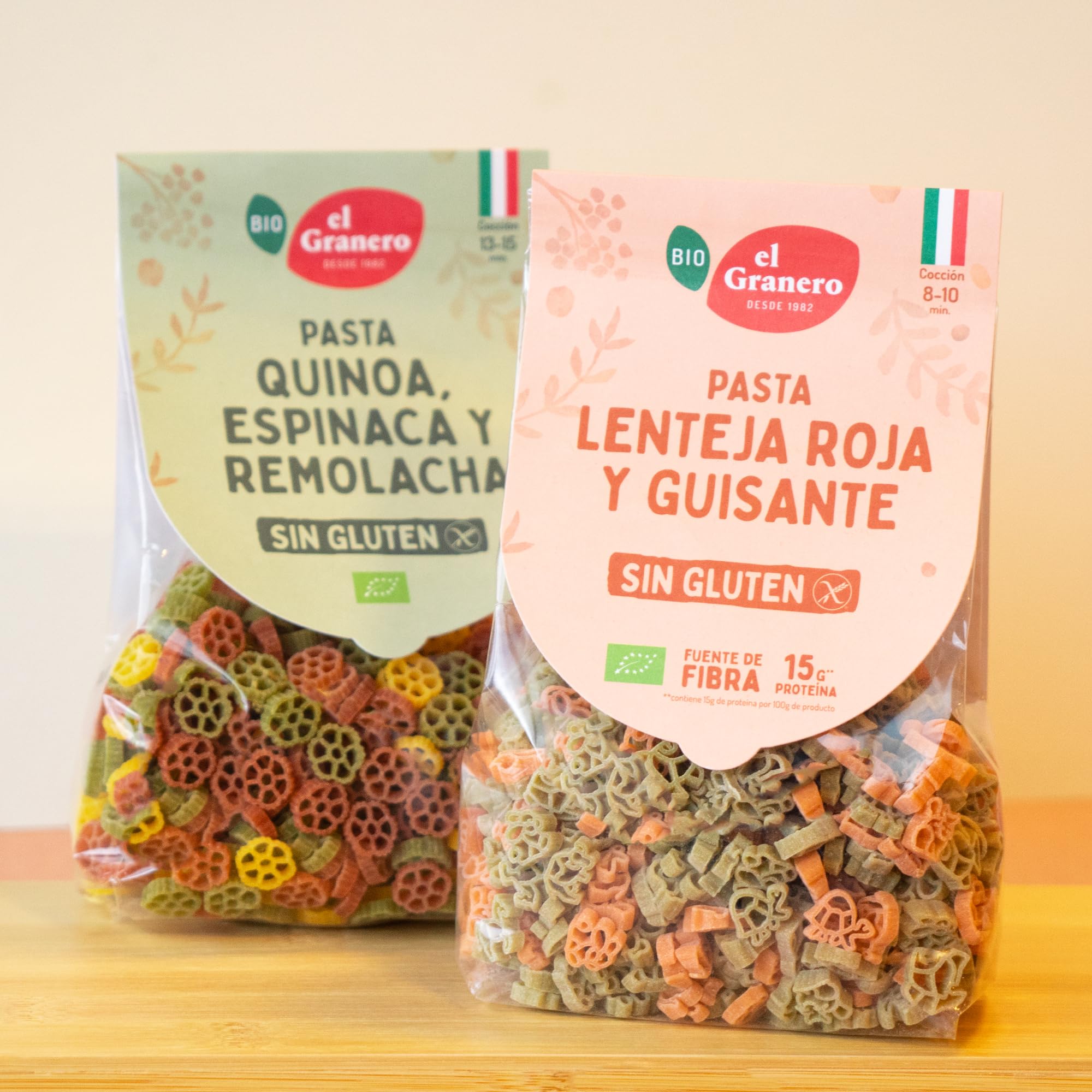 Pasta Lenteja y Guisantes Sin Gluten Bio - EL GRANERO INTEGRAL Apto Veganos