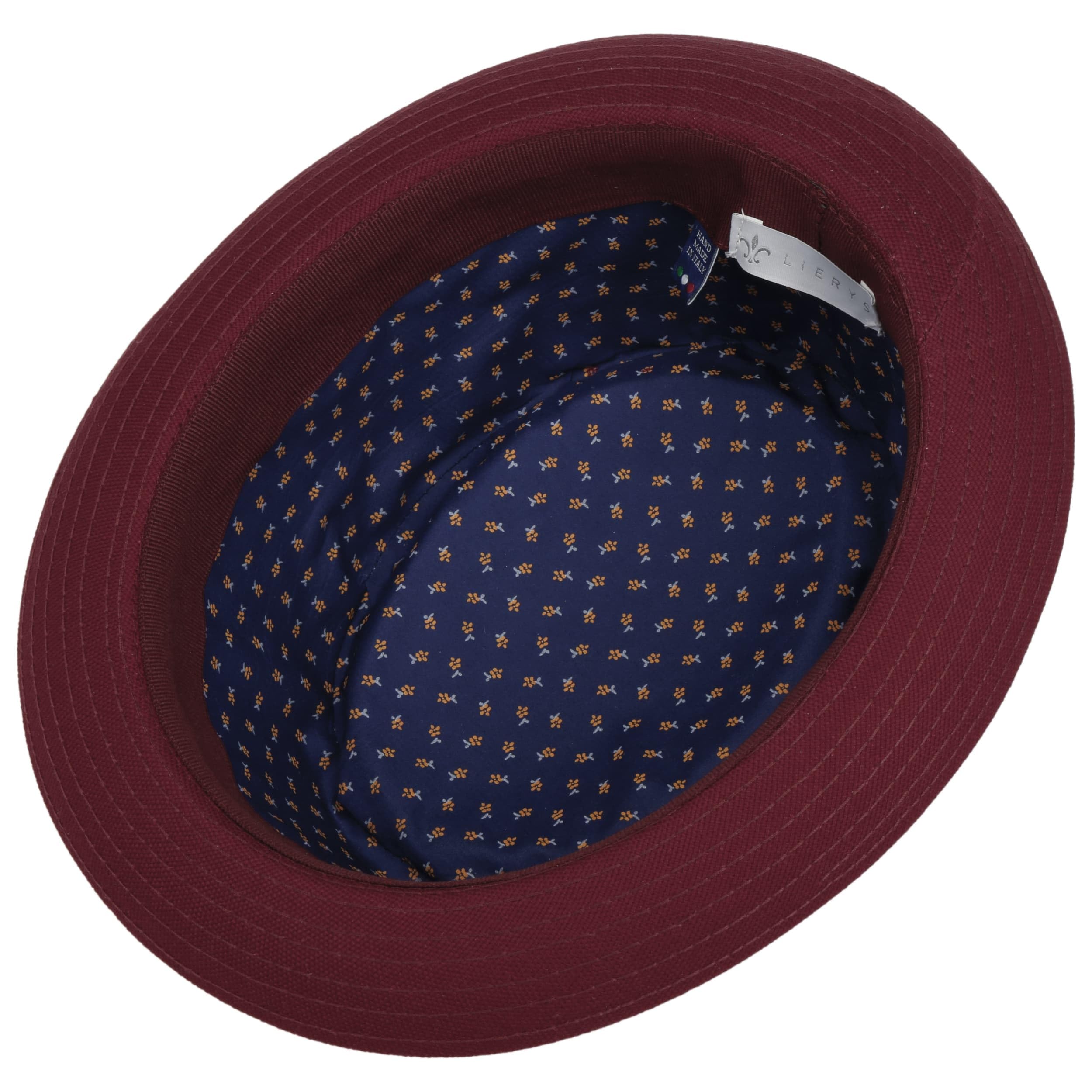 Lierys Chapeau en Coton Uni Pork Pie Femme/Homme - Made in Italy Porkpie D'Ete avec Doublure Hiver Automne Printemps Ete Printemps-ete