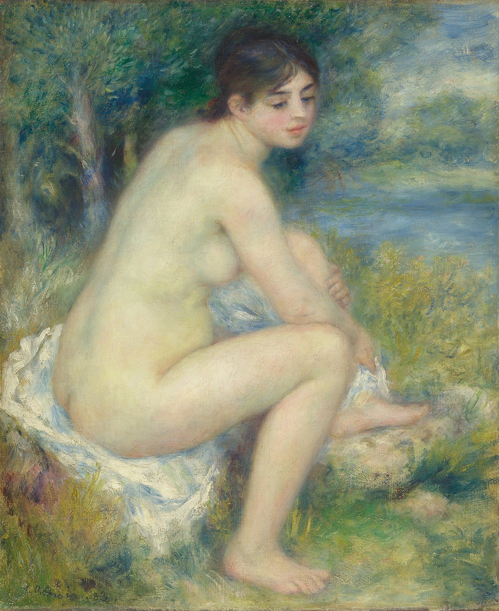 Poster Femme Nue dans Un Paysage Pierre Auguste Renoir : tableau impressionniste semi gloss medium