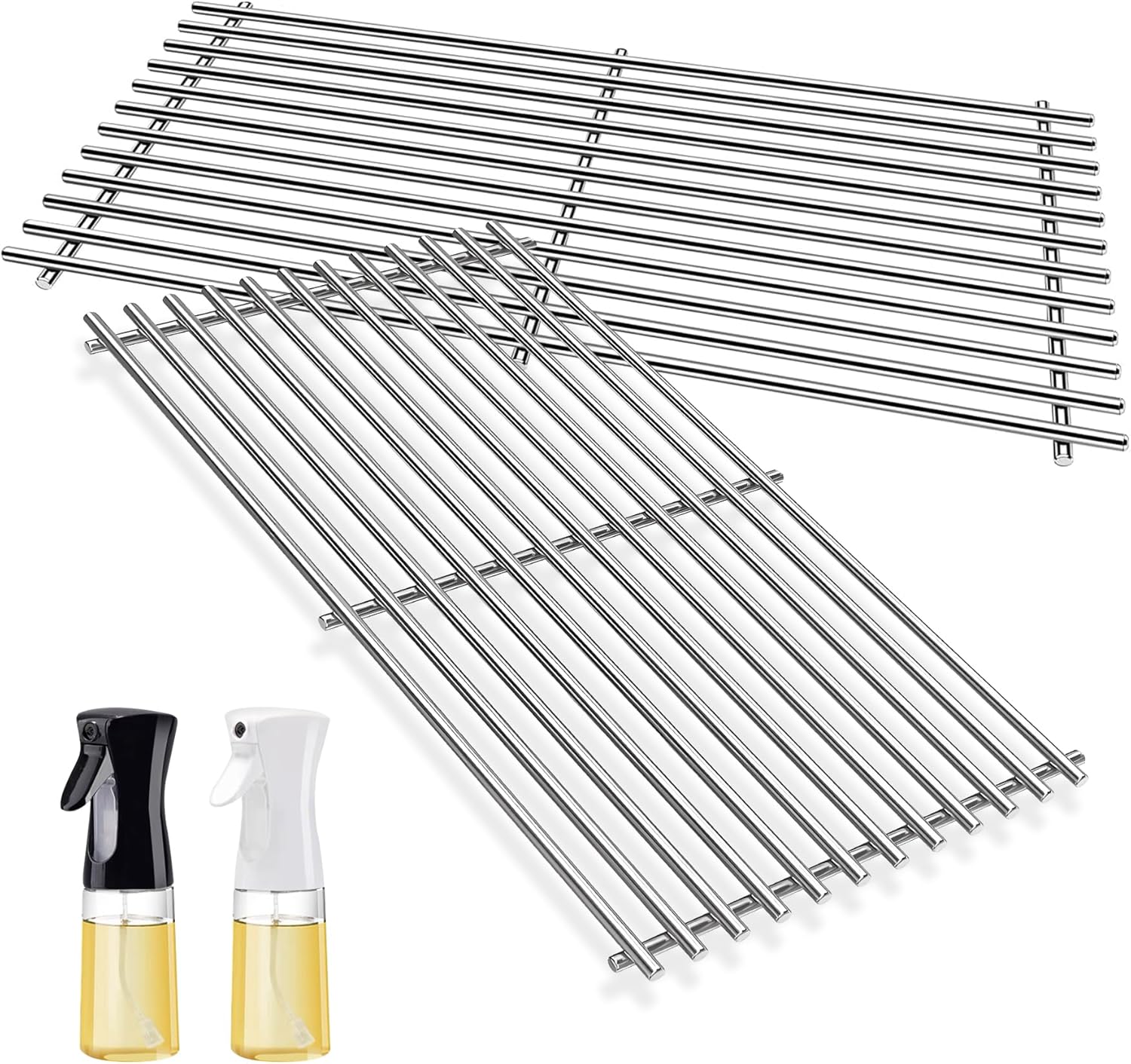 KEESHA Spirit E 210 Grill Grates for Weber Spirit I & II 200 Series E/S 210, E/S 220 with Front Control, Replacement Parts for 7637, 7.02mm Premium Solid Food Grade 304 Stainless Steel Cooking Grates 17.5" -for Weber spirit ll e210