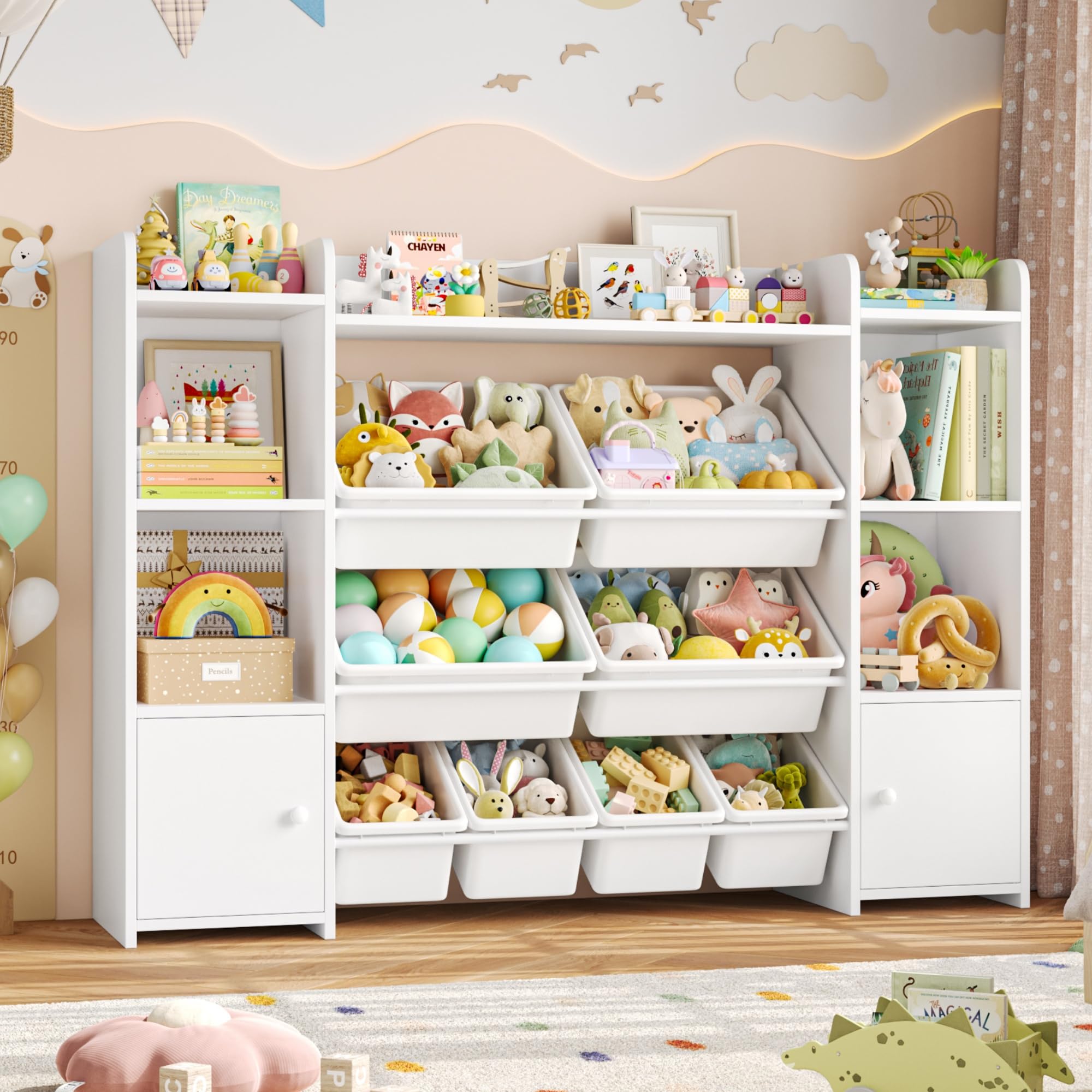 超レアHEAVY L KIDS CDセット FOTOSOK 55''Large Toy Storage Organizer with 8 Toy Bins, Toy