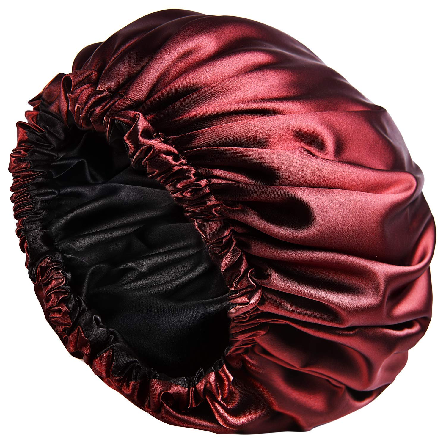 Handmade Fully Reversible Luxuries Pure Satin Hair Bonnet satin sleep cap (RED)-image-30