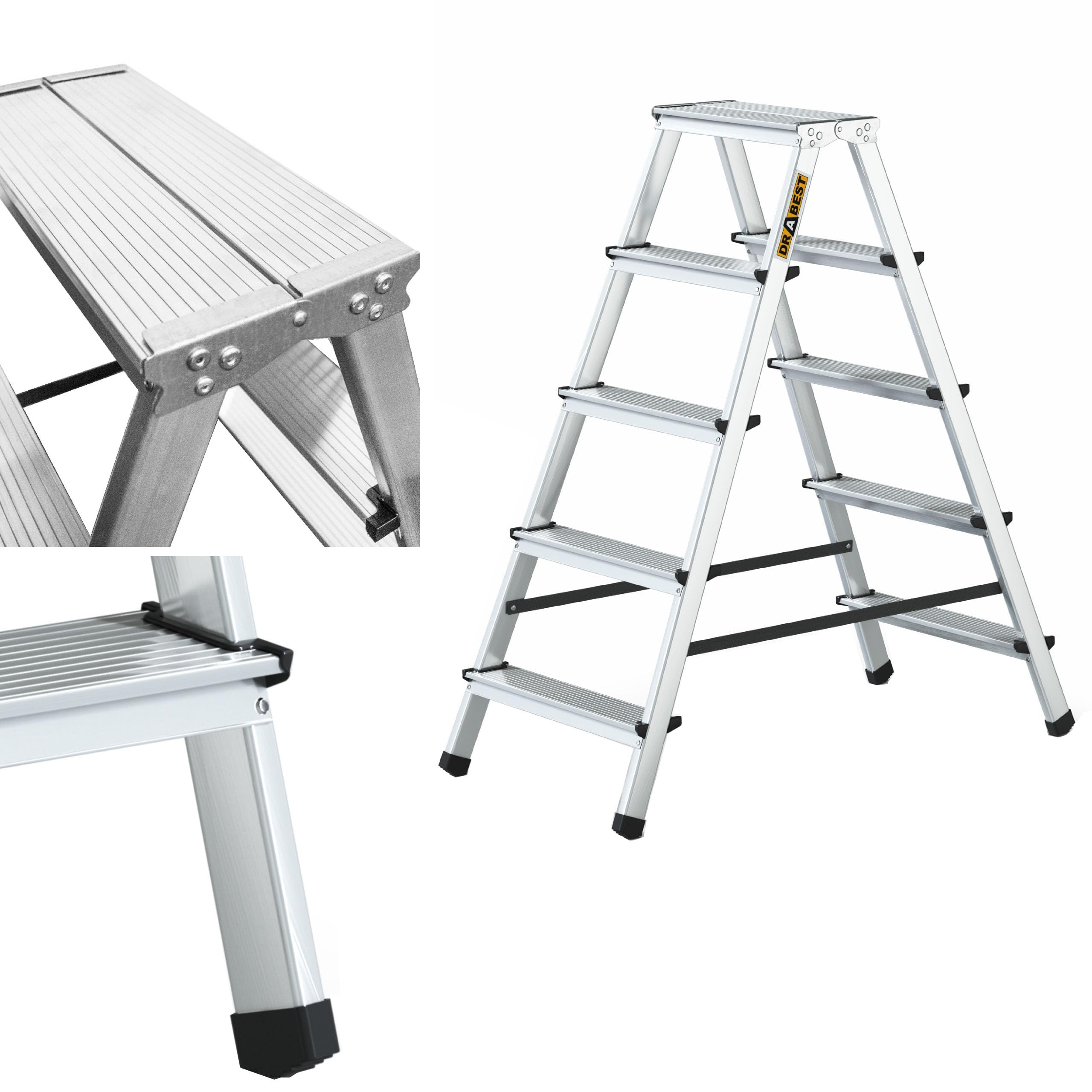 BAOYOUNI SCALETTA PIEGHEVOLE in Alluminio 4 Gradini Sgabello Leggera