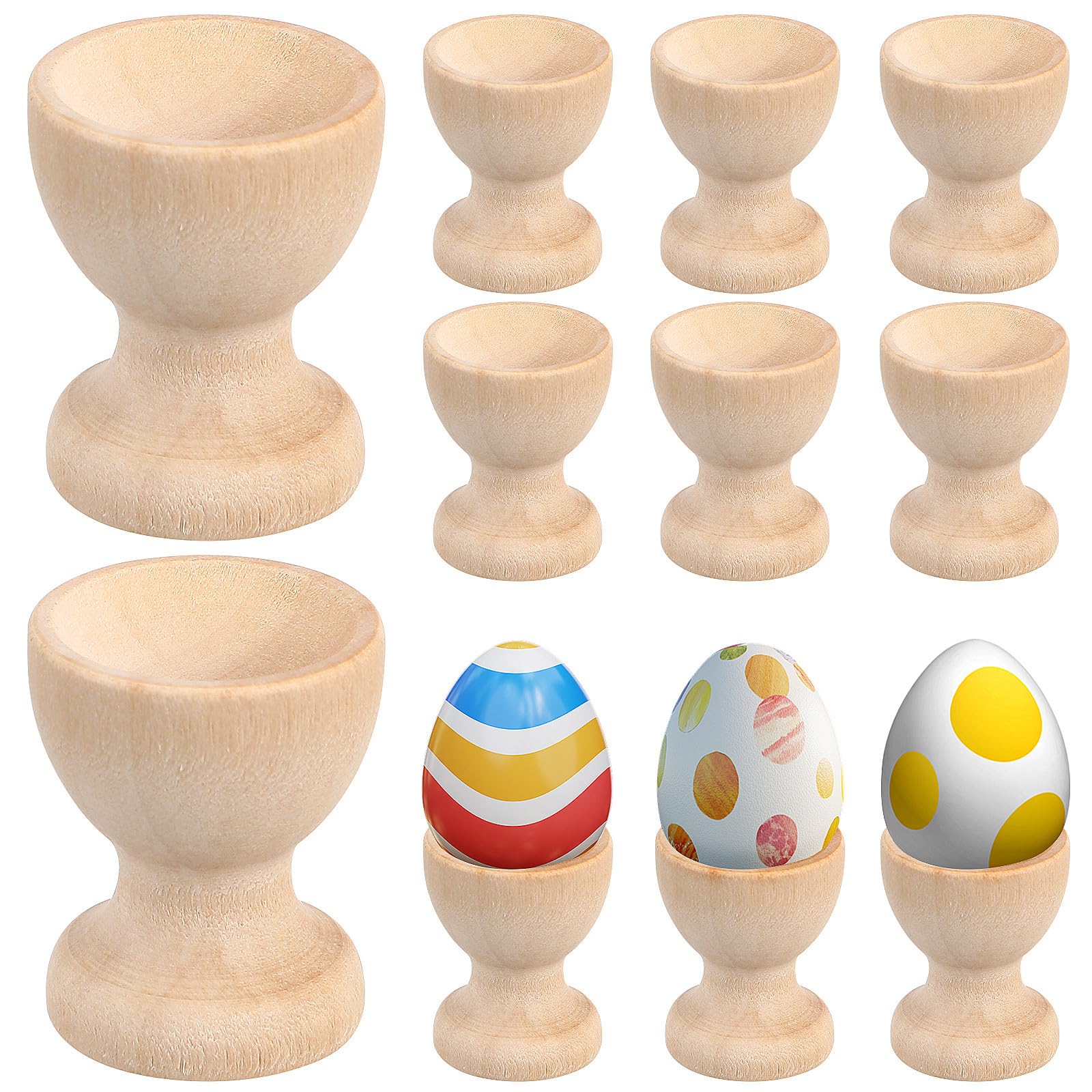 Hemobllo 24 Stück Eierbecher Holz Unbehandelt, Natürliche Eierhalter zum Bemalen und Basteln, DIY Ostereier Ständer Tischdeko, Holzbecher für Frühstückseier und Kinder Ostern Geschenke