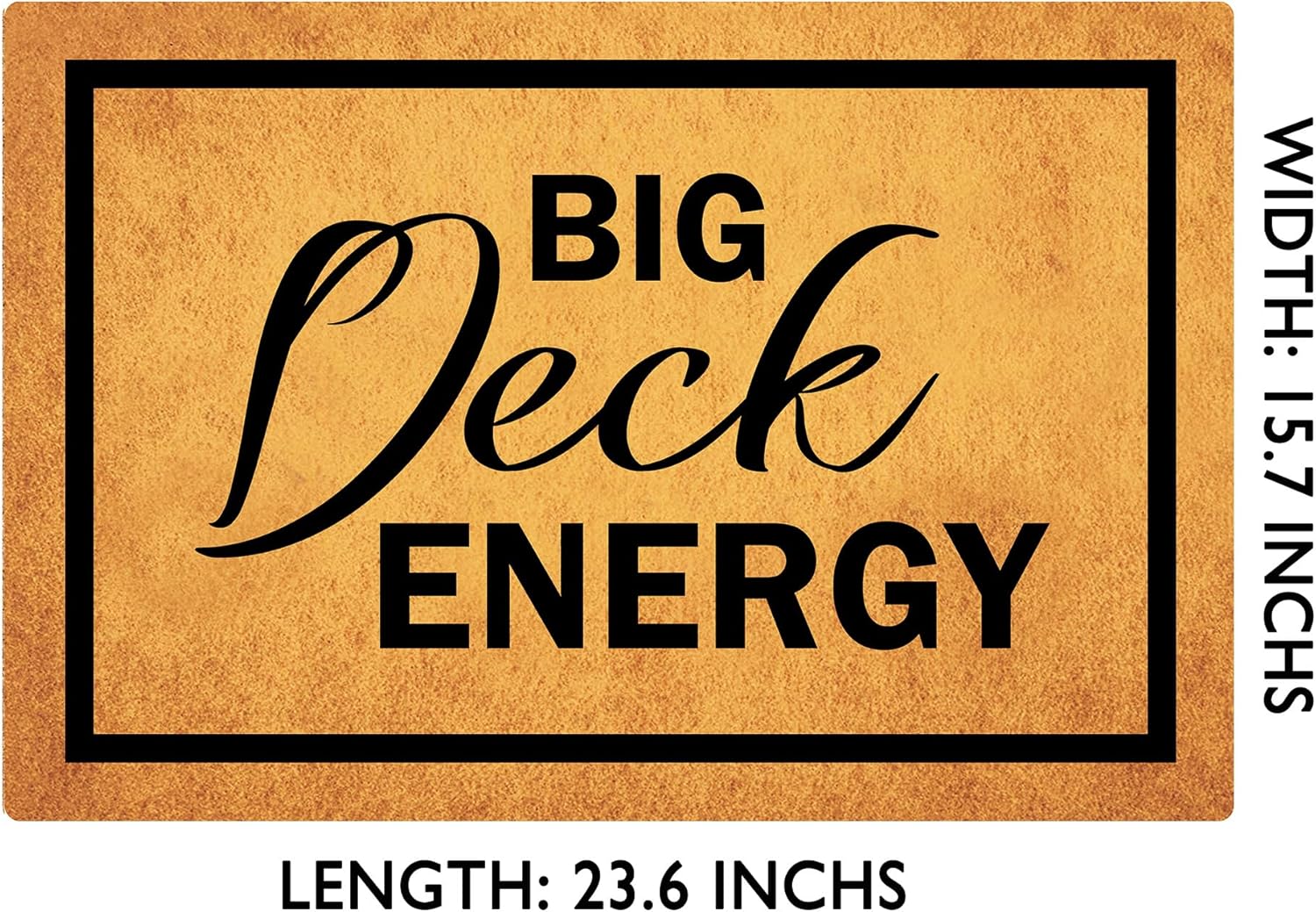 Humorous Rubber Welcome Mat for Entryway - 23.6x15.7 Inch Non-Slip Funny Doormat with 'Big Deck Energy' Message - Indoor/Outdoor Use