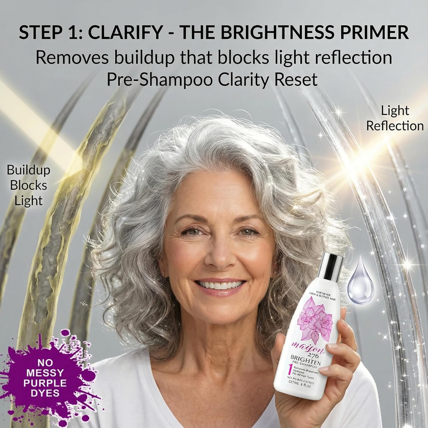 Maison 276 3-Step System for Grey and Silver Hair + REVIVE Serum – Brightens Grey, Silver & White Hair Without Purple Dyes, Addresses Yellowing & Brassiness, Hydration, Scalp Comfort & Shine Ritual