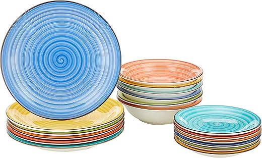 Tognana Art&Pepper, Servizio Piatti per 6 persone, 18 Pezzi, Stoneware decorato a...