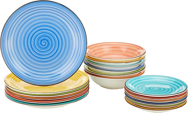 Tognana 18 Piece Art & Pepper Stoneware Dinner Set, Multi-Colour