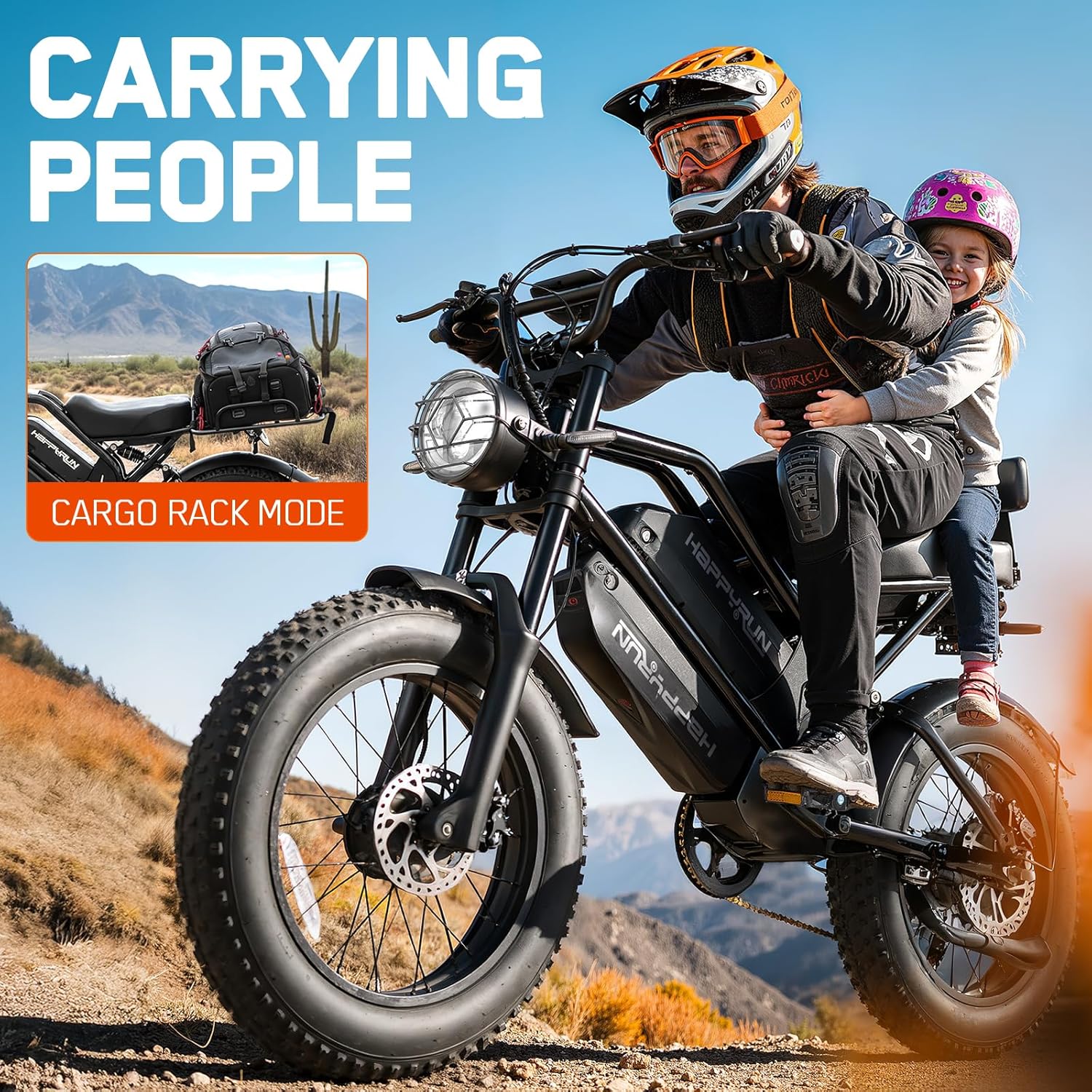 HAPPYRUN G70 Pro 5000W Peak Dual Motor Electric Bike for Adults, 38Ah Removable Battery, 36MPH All-Terrain 20" Fat Tire E-Bike, 85+ Miles, for Off-Road & Commuting (G70pro)