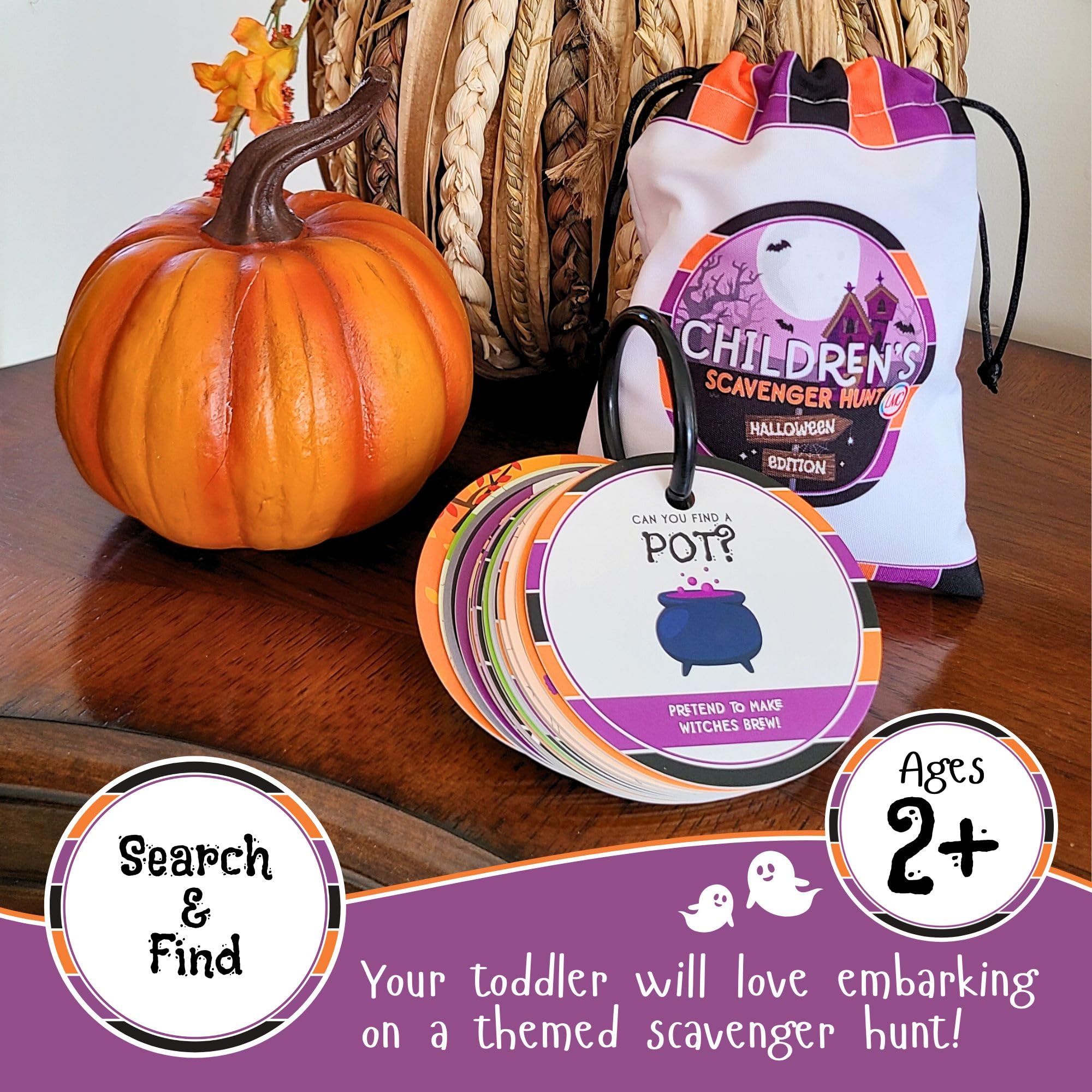 LMC Products Children's Scavenger Hunt: Halloween Edition | Toddler Activities | Halloween Games for 2, 3 Year Old's & Up | Kids Scavenger Hunt Cards