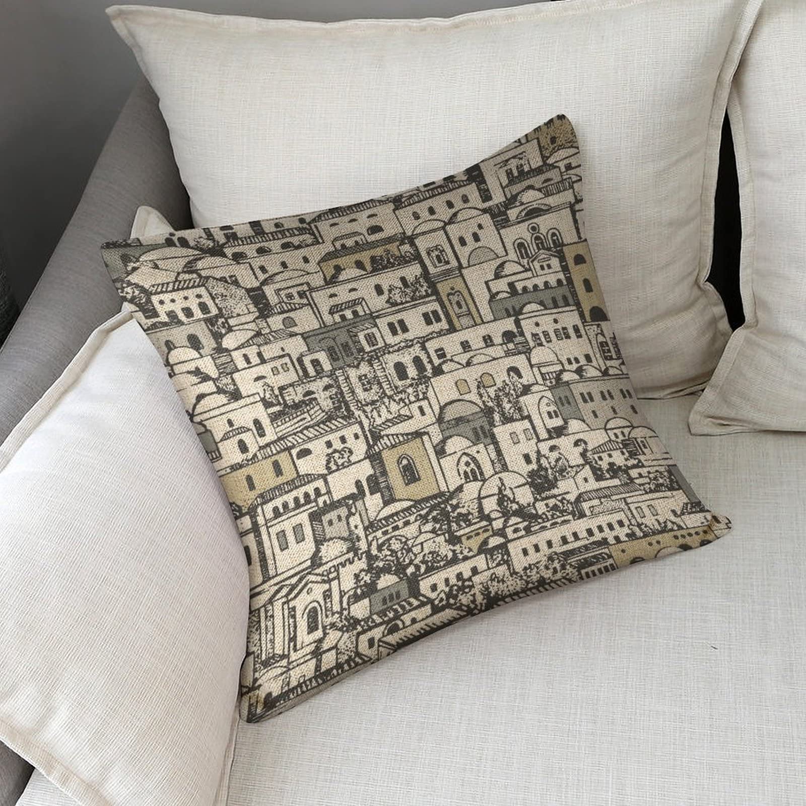 Cuscino In Cotone E Lino Intessuti Con Motivo A Quadri Multicolore 45x45 Cm Eliot 240587