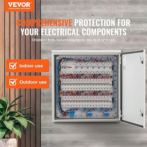 Miniatura 2 de VEVOR Carcasa Eléctrica, 24'' x 24'' x 8'', Carcasa Exterior NEMA 4, IP65 Impermeable y a Prueba de Polvo de Acero al Carbono Laminado en Frío, Caja