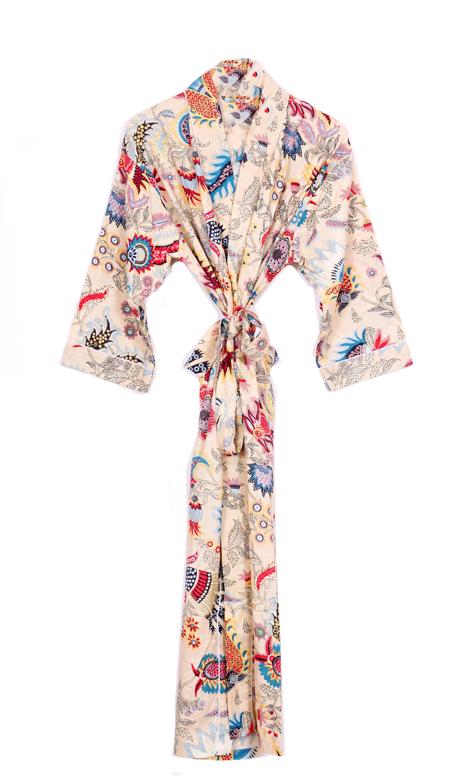 Pure 100% Cotton Robe For Womens Bathrobe Dressing Gown Long sleepwear Free Size Kimono