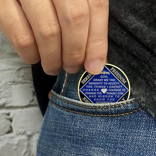 Miniatura 4 de Medallón NA de 25 años chapado en oro, monedas anónimas, regalo de recuperación de fichas de aniversario de cumpleaños