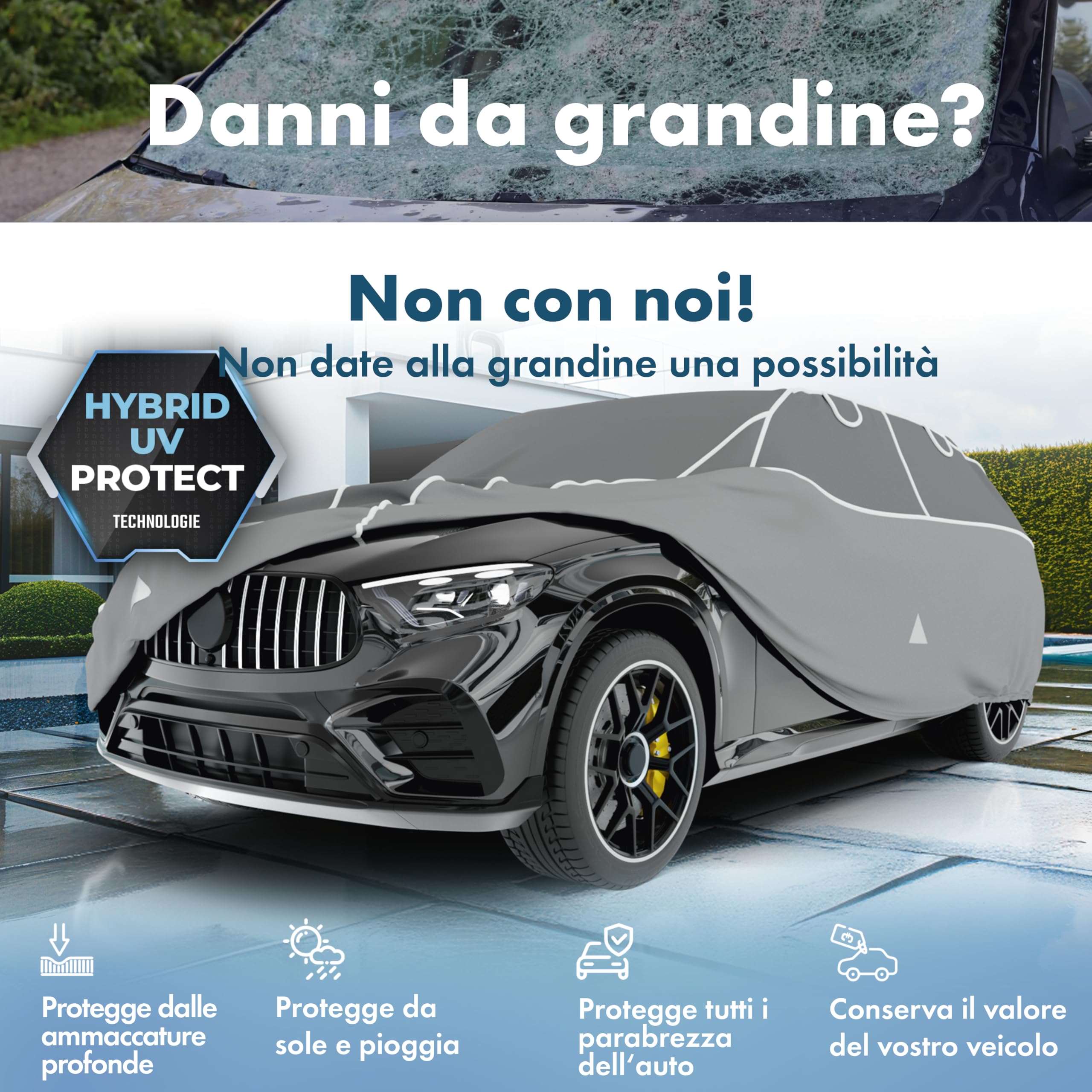 Telo Antigrandine Per Auto WALSER - Certificato TÜV E Idrorepellente, Misura 2 - Foto 2