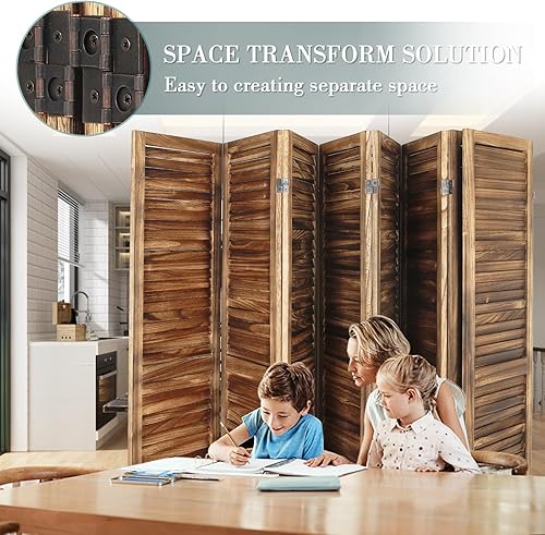 Miniatura 5 de ECOMEX Separadores de habitación, 8 paneles de madera para habitación, separador de pantalla de privacidad plegable y separadores de habitaciones,