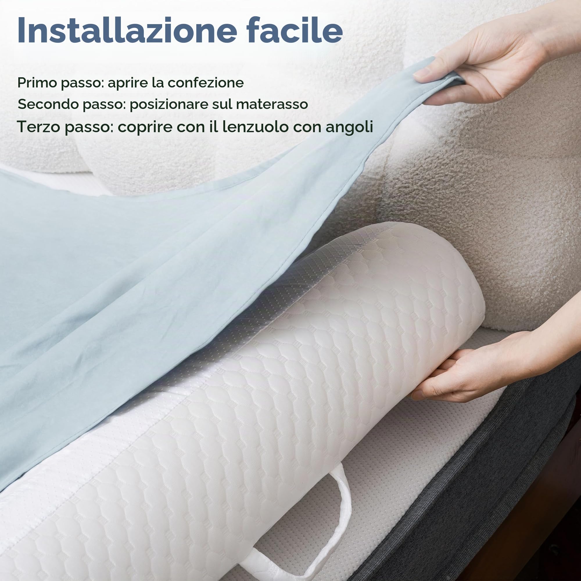 YIHATA Pieghevole Paracolpi Lettino, Portatile Sponda Letto Con Maniglia, Paracolpi Di Sicurezza Per Anziani Con Antiscivolo E Lavabile in Lavatrice,Adatto A Tutti I Letti - 1 Pezzi