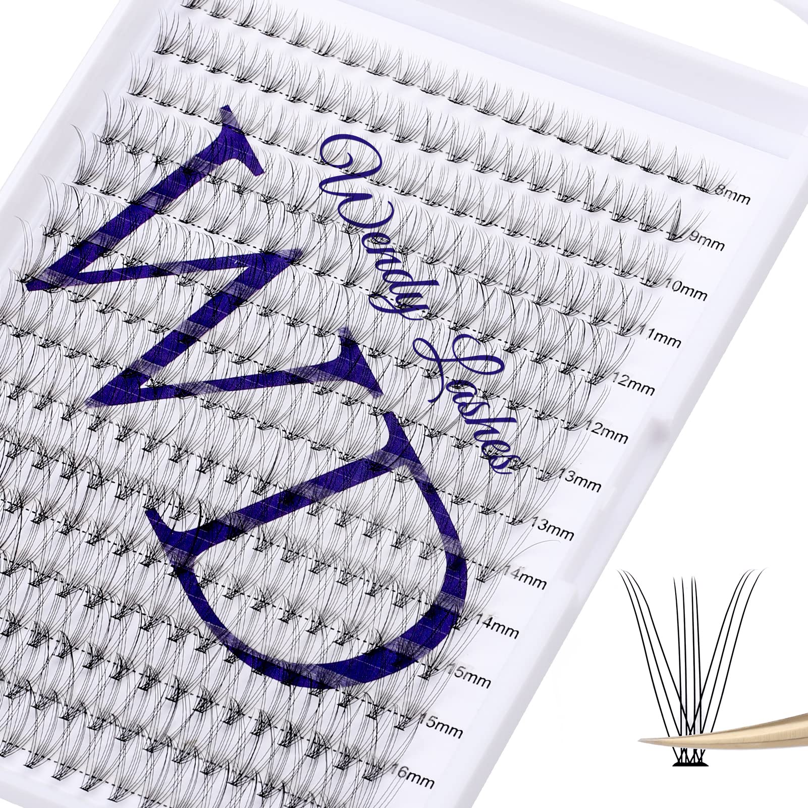 WENDY Pestañas Postizas Individual D Curl 0.07mm Mix 8-16mm Cluster Lashes 3D Effect Extensión de Pestañas Professional DIY(C3-D-816) — view 12