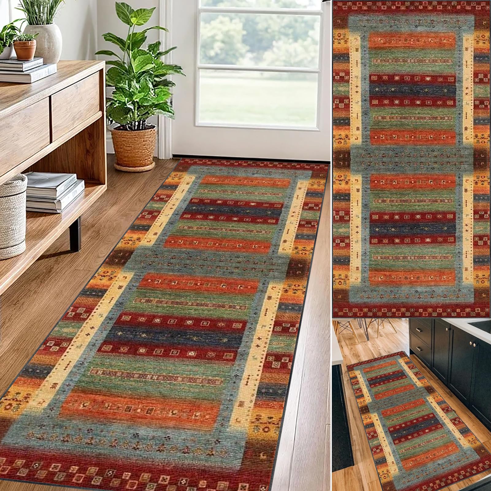 Runner Rugs for Hallway Kitchen Carpet Runners Non Slip Washable Hall Runner Rugs Long Hallway Rug Carpet Floor Mat for Hallway Entryway Laundry Room Living Room Area Rug Narrow Rugs 50 x 100 cm