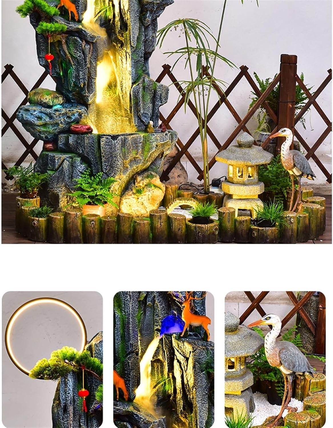 Modern Rockery Water Fountain, Living Room Home Decoration, Courtyard Office Fountain Floor Decoration Garden Landscape Floor-Standing Fountains