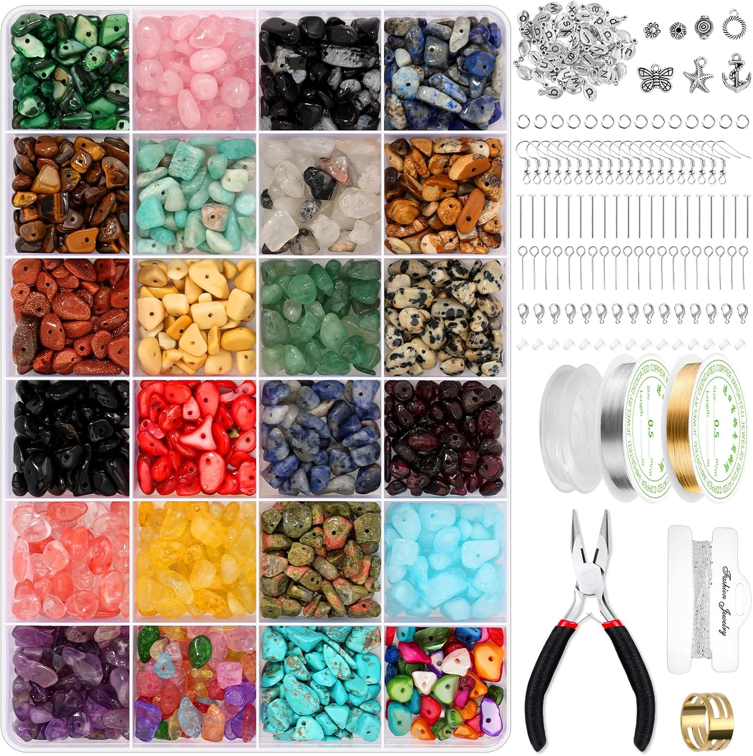 selizo 1669 Pcs Jewelry Making Supplies Kit for Adults Women, Earring Necklace Making Kit with Crystal Beads, Beading Wire, Pliers and Earring Making for Supplies for DIY Jewelry Making Crafts