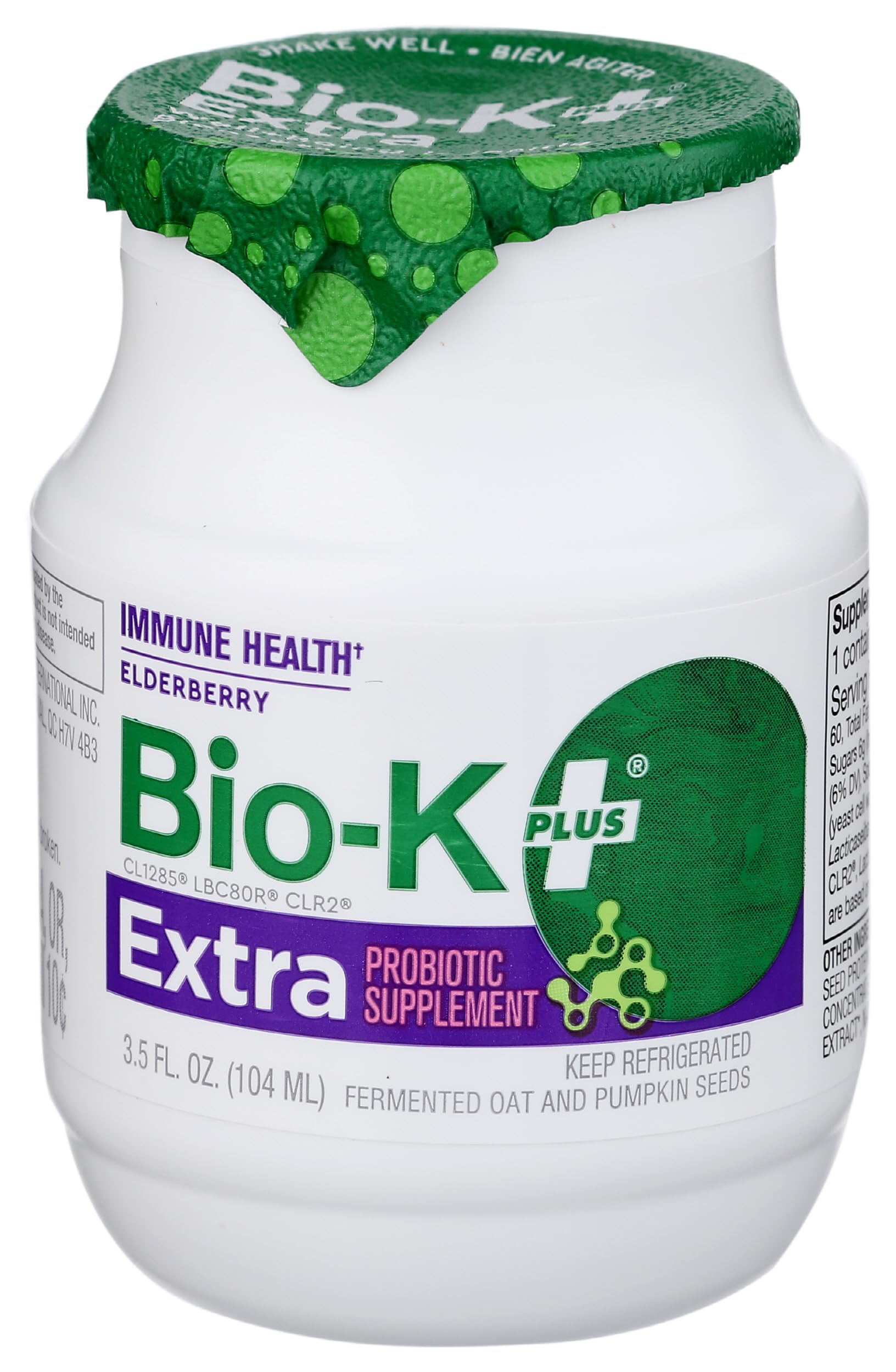 Bio-K Plus, Probiotic Extra Immune Elderberry Single Organic, 3.5 Fl Oz