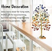 Vista 101 de Rose Quartz Gemstone Tree of LifeNatural Reiki Crystals Gemstone Chakra Tree for Positive Energy, Geode Agate Slice Base, Feng Shui Decor, Good