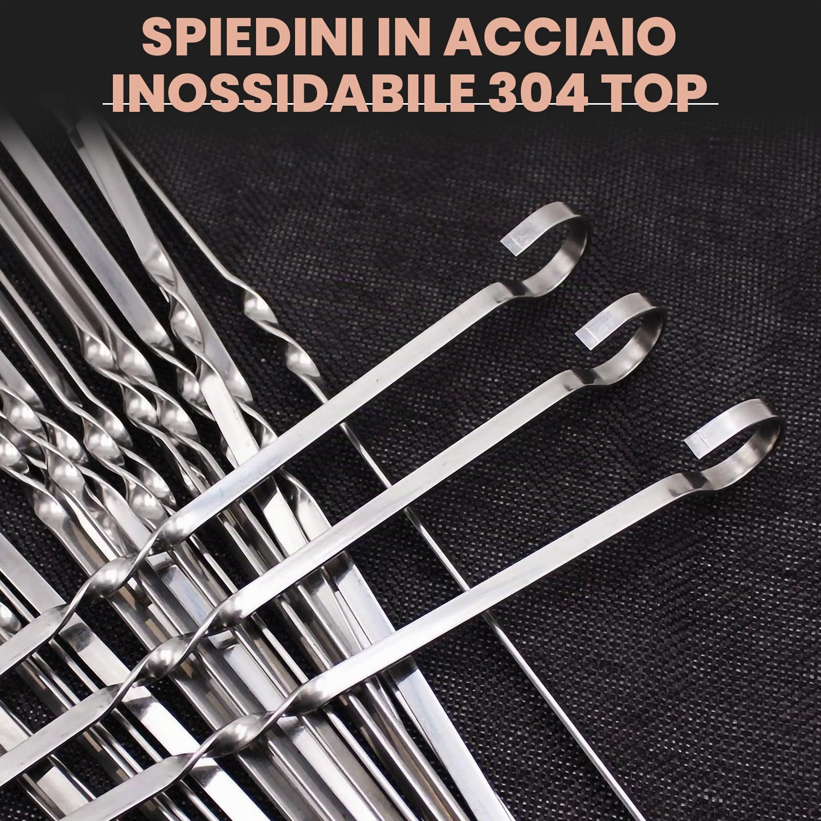 20 Pezzi Spiedini per Barbecue Spiedini in Acciaio Inox 304 di Alta Qualità Spiedini Piatti Lunghi 40cm Spiedini BBQ Riutilizzabile Accessori Barbecue per Utensili Barbecue con Borsa in Nylon