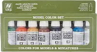 Vallejo Conjunto de tinta acrílica básica da Model Color Wargames - Cores sortidas (pacote com 8)