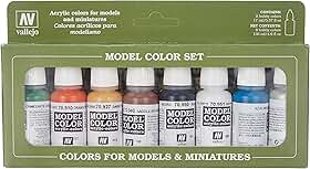 Vallejo Conjunto de tinta acrílica básica da Model Color Wargames - Cores sortidas (pacote com 8)