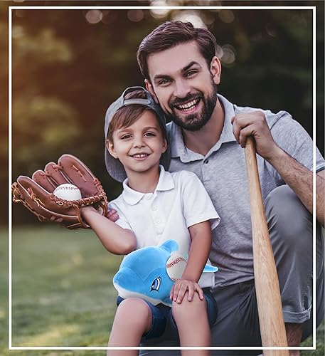 Miniatura 6 de DolliBu Blue Dolphin Stuffed Animal with Baseball Plush - Soft Plush Huggable Dolphin Adorable Playtime Plush Toy, Cute Ocean Life Gift, Baby Soft