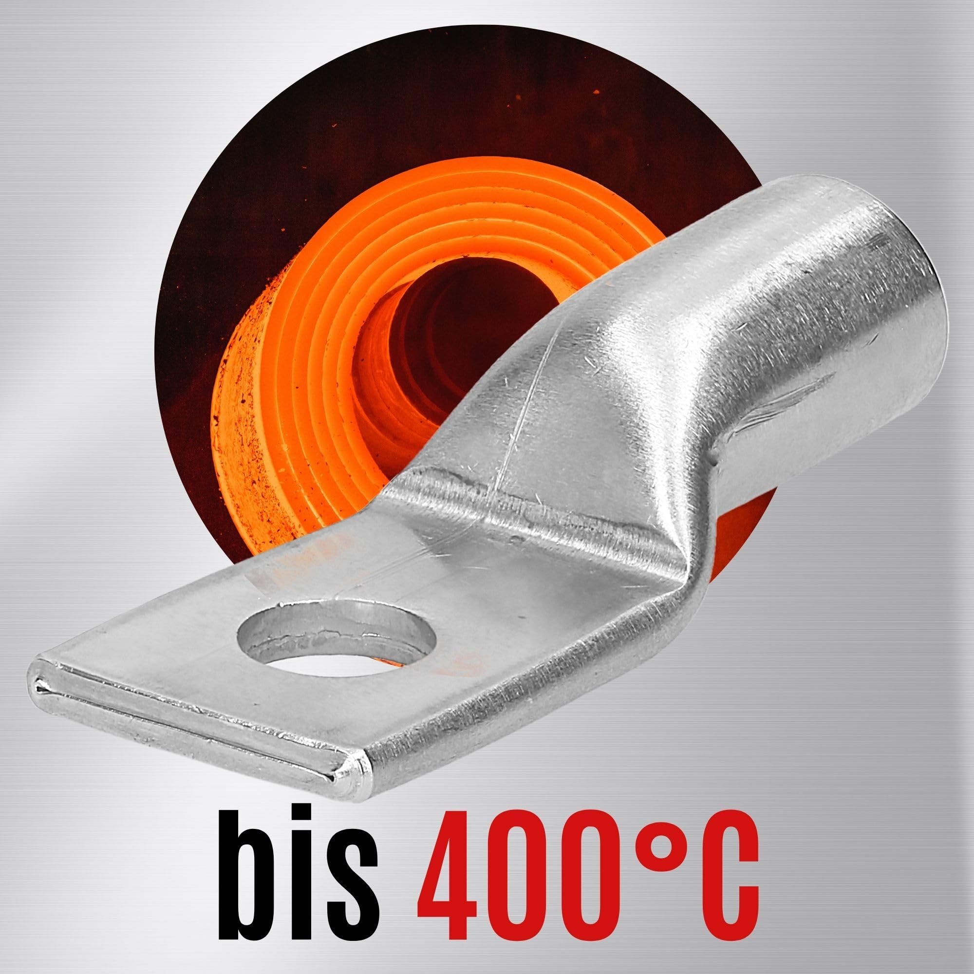 Kalitec 10x Edelstahl-Rohrkabelschuh V4A 35mm² - M8 Kabelverbinder