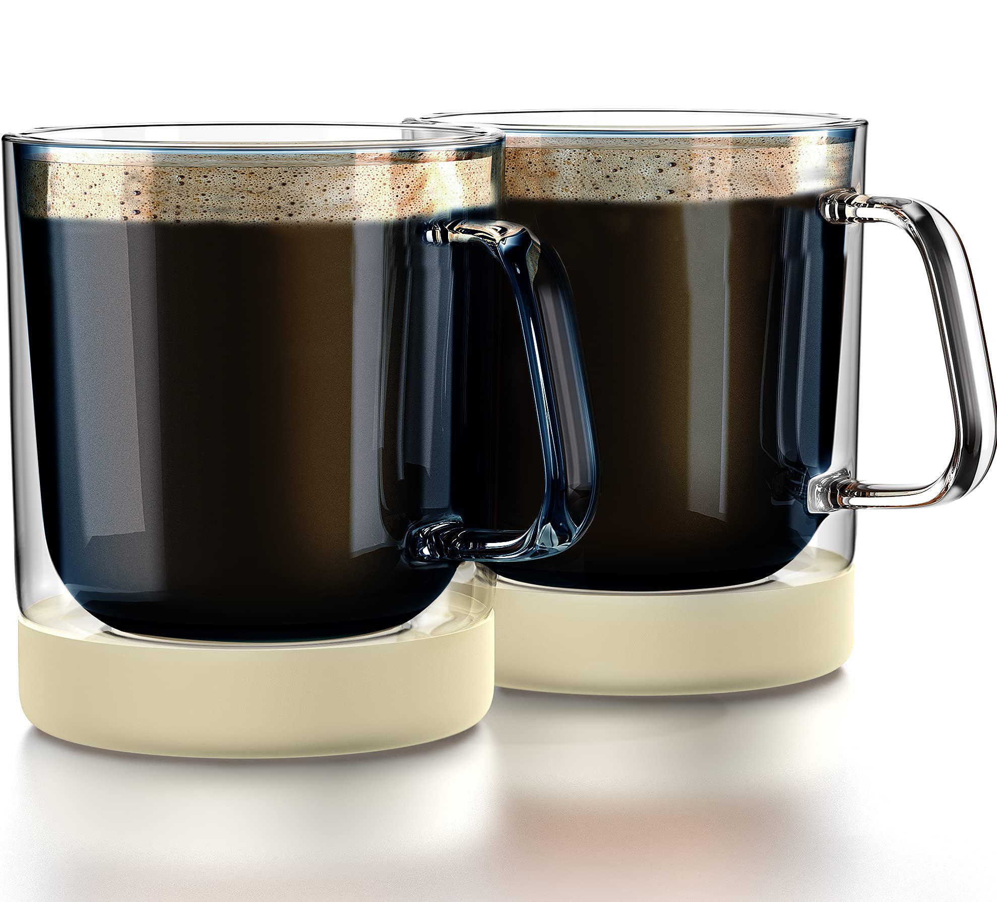 Double Wall Insulated Glass Coffee Mugs (Large...