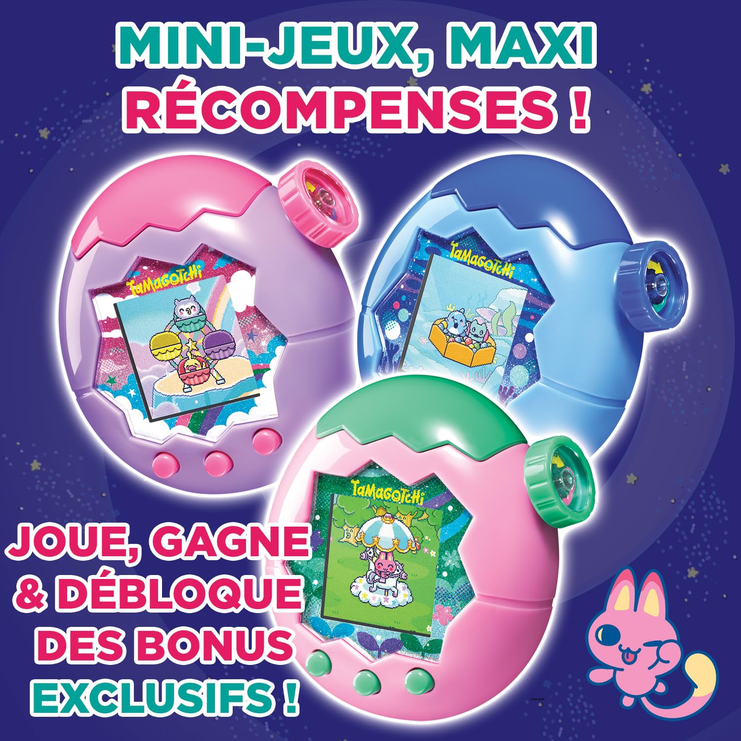 Bandai - Tamagotchi Paradise Ciel - Animal Virtuel à élever - Tamagotchi avec molette de Zoom - Jouet Interactif en français - Modèle Ciel Violet et Rose - Jouet Enfant 6 Ans et + - 43423