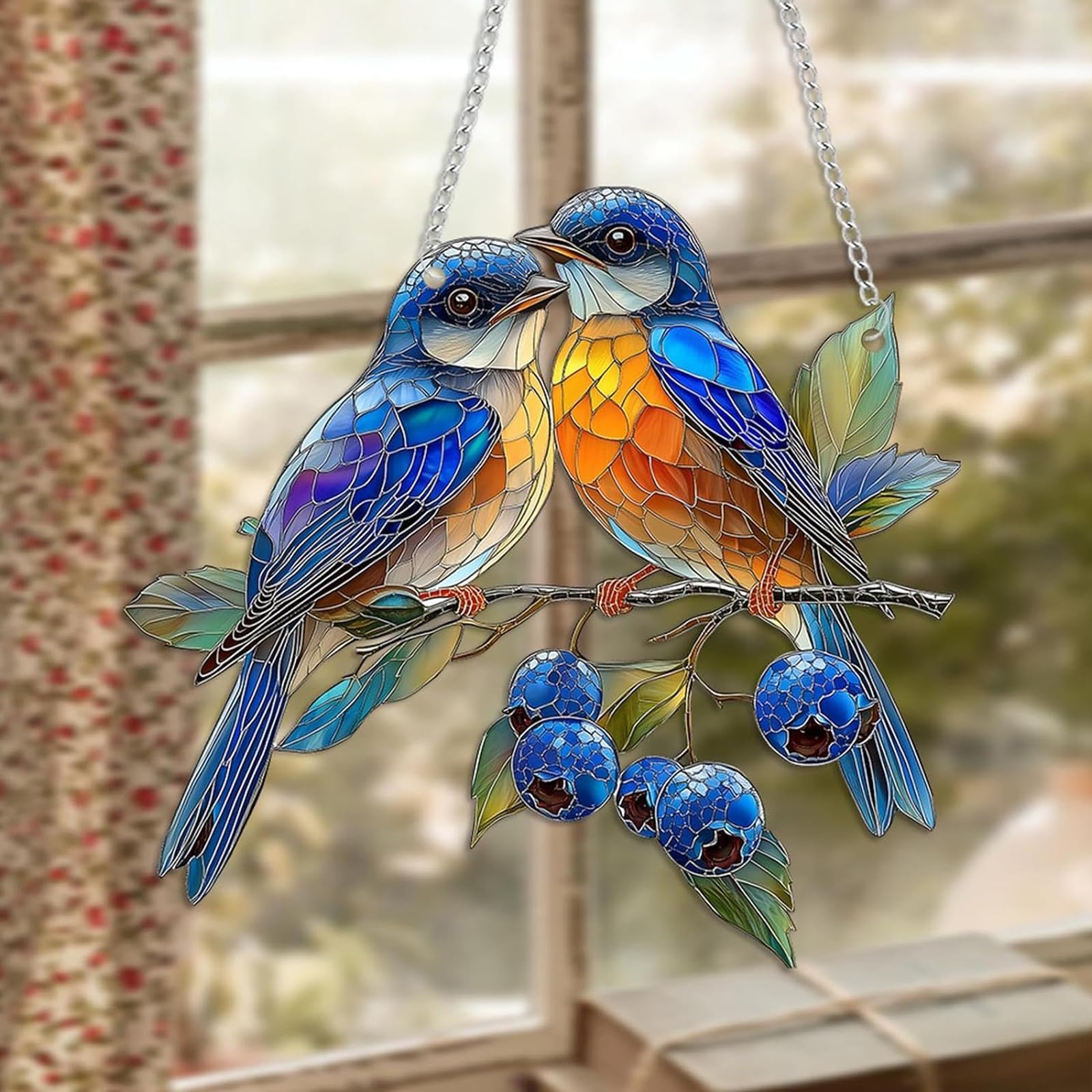 Atrapasoles Colgante Pájaro Decorativo de Acrílico 18x20 cm Decoración Hogar y Jardín Veleta de Viento Sun Catcher para Ventanas Paredes Árboles o Terraza Decoración Interior y Exterior
