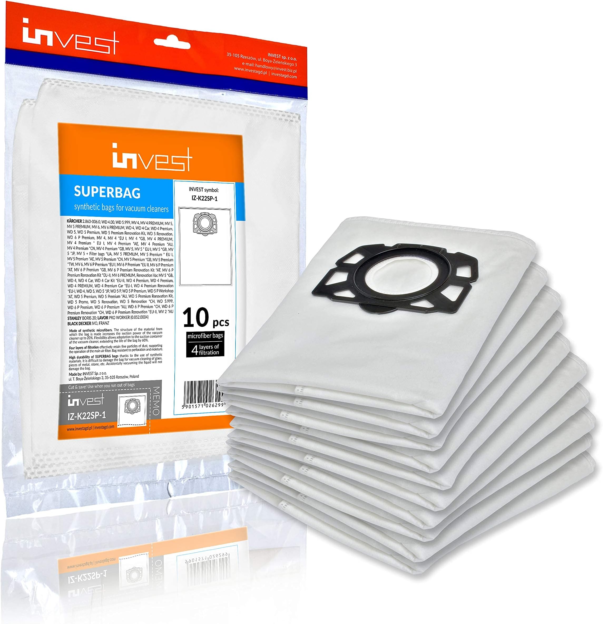 5 Stück Staubsaugerbeutel Für Kärcher NT 40/1 NT 50/1 Tact