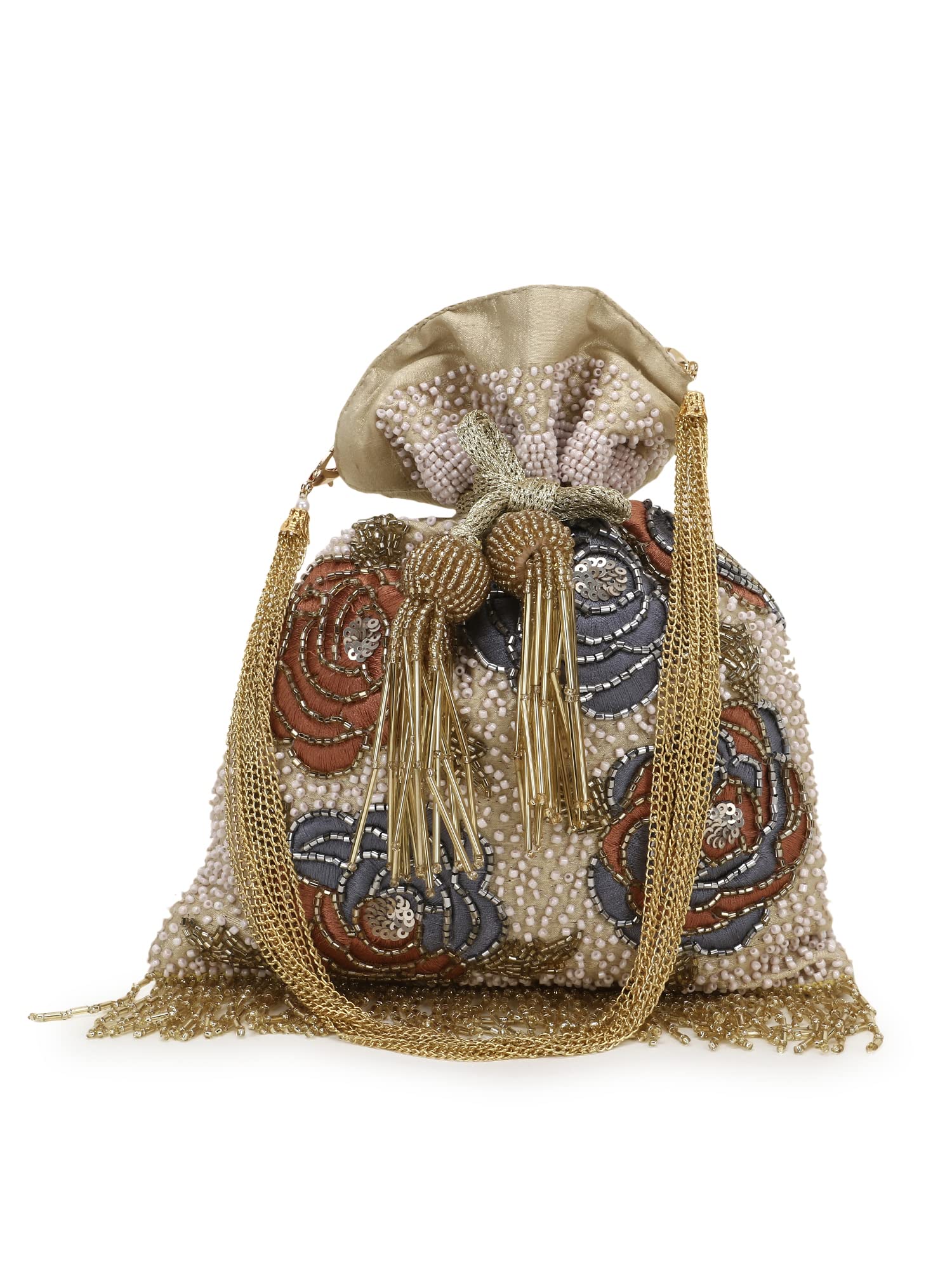 Dangle Faux Silk Floral Embellished Potli-image-32