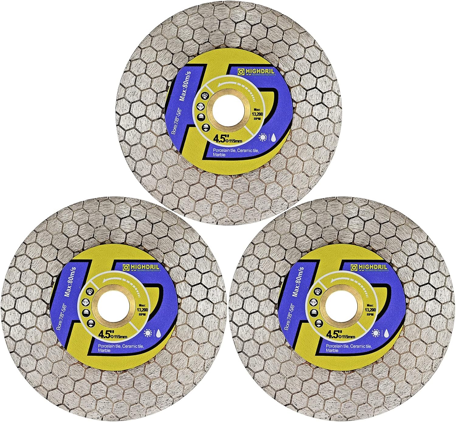 HIGHDRIL Diamond Tile Saw Blade 115mm/4.5inch Cutting and Grinding