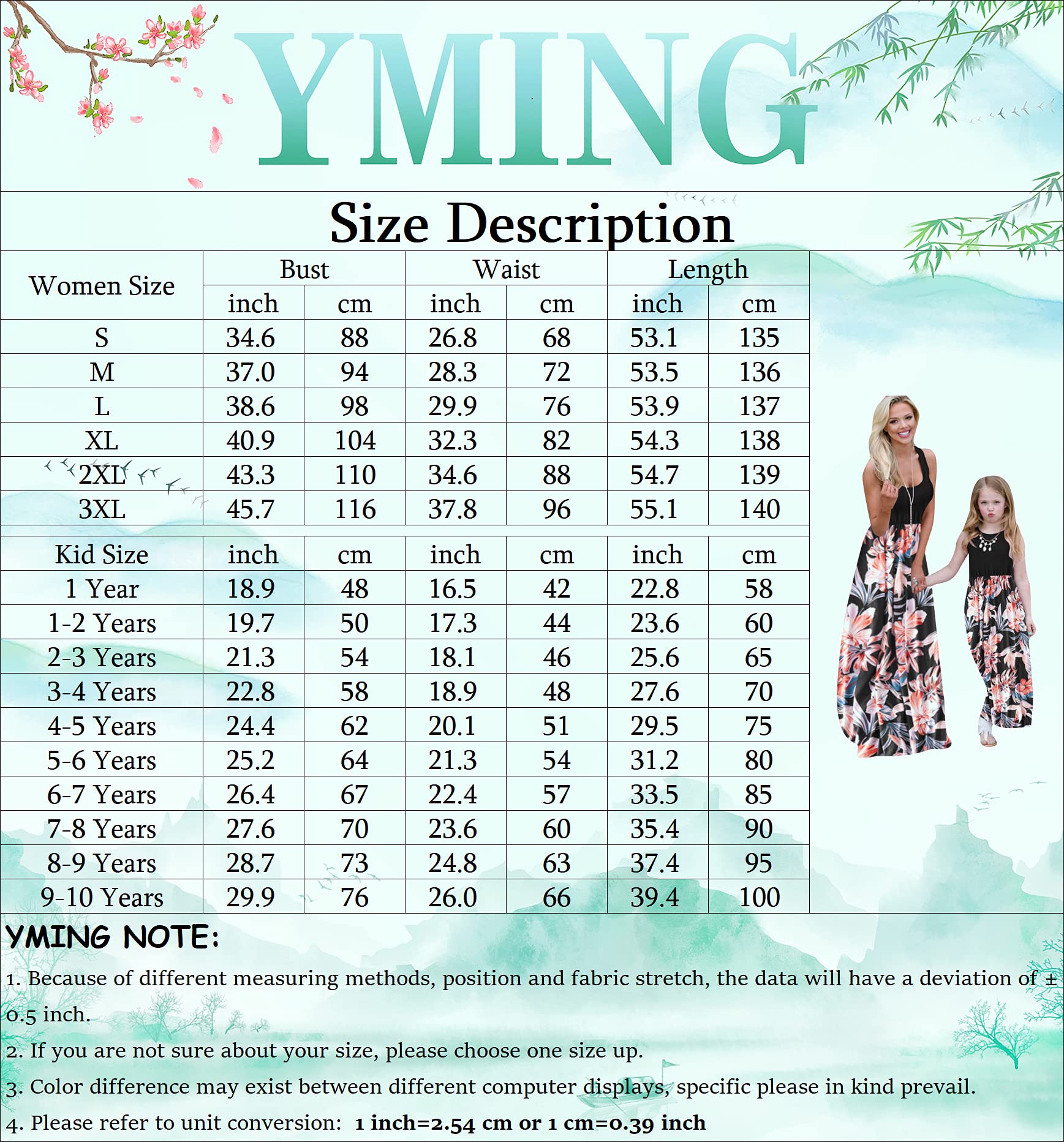 YMING - Abiti da mamma e figlia coordinati - nero - M