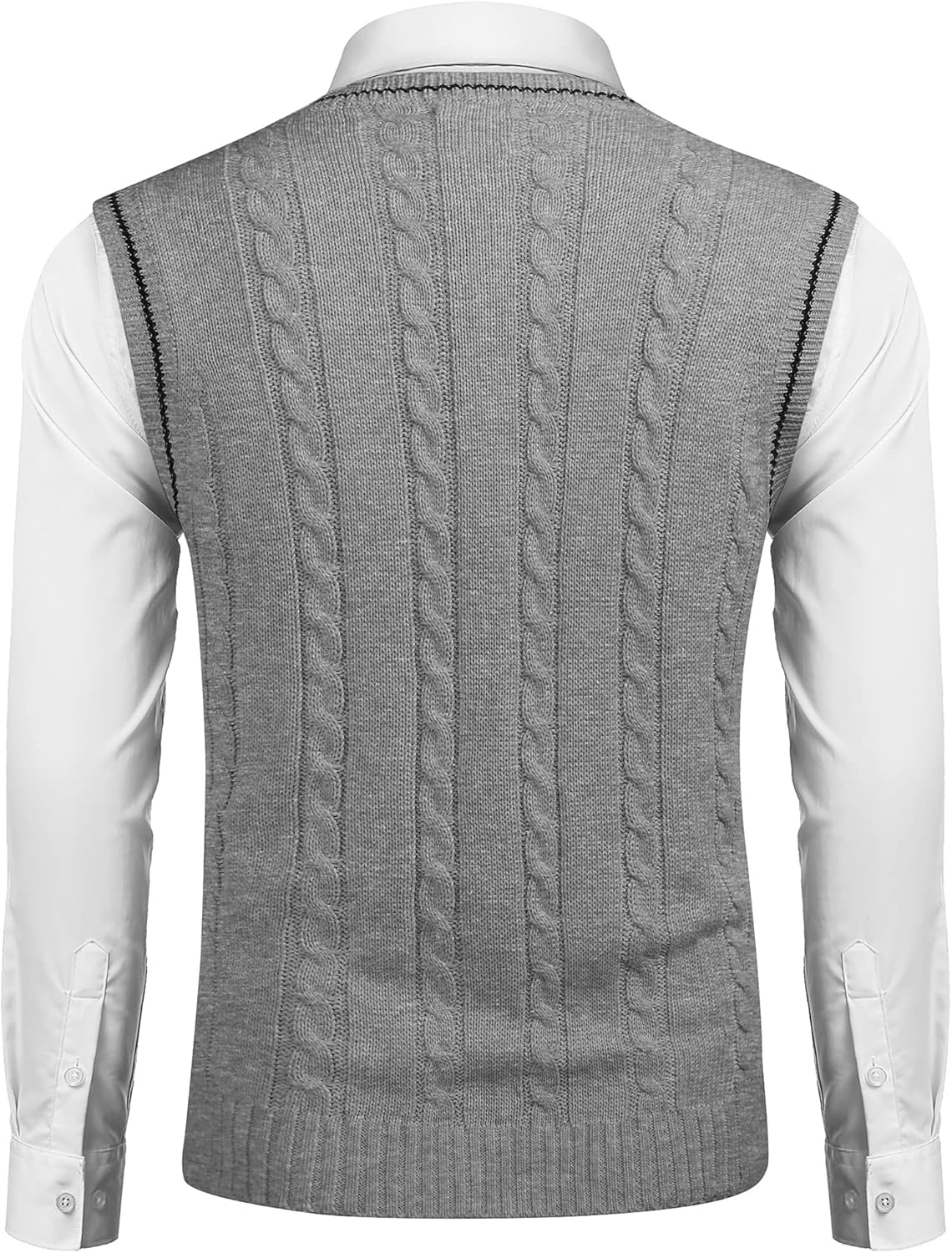 COOFANDY Men's Sweater Vest V Neck Slim Fit Casual Sleeveless Twisted Knitted Pullover Sweater - Image 4