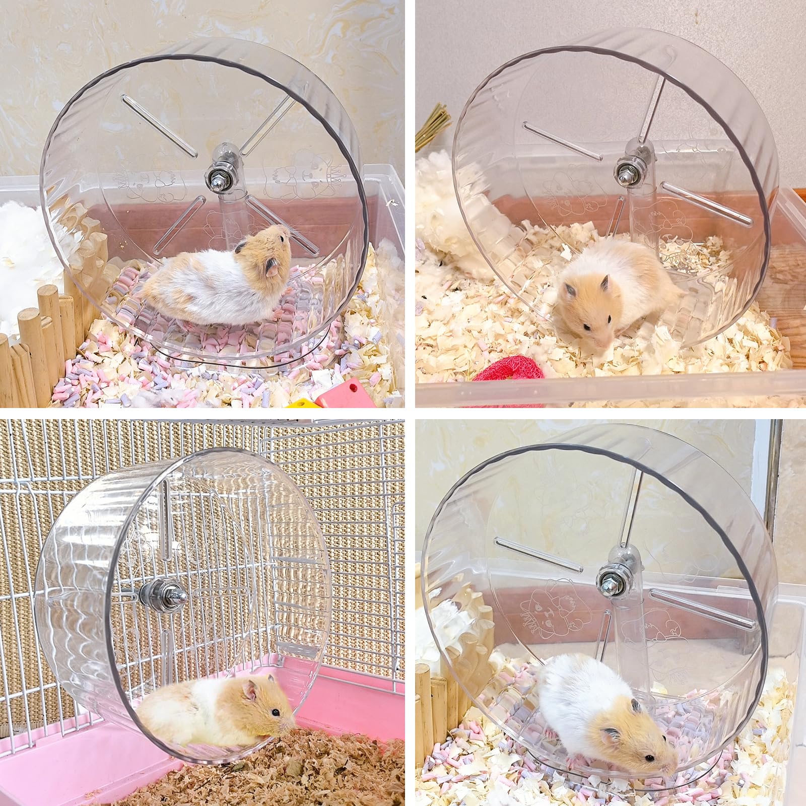 Acsist Silent Hamster Exercise Wheel,9.5 Inch Quiet Spinner Syrian Hamster Running Wheel,Silent Wheels with Anti-Skid & Adjustable Stand for Gerbils, Rats, or Other Small Pets,Transparent - image 7