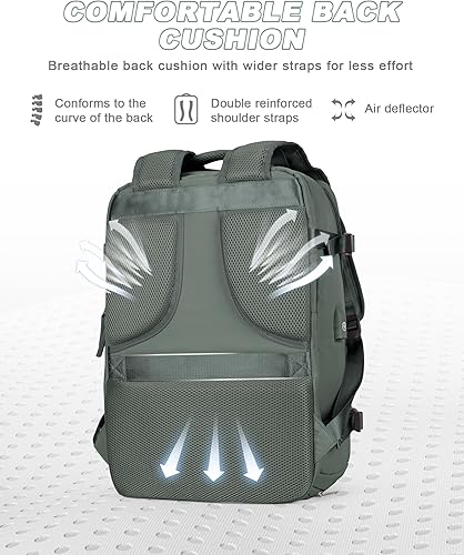 Miniatura 9 de Mochila de viaje para mujer, aprobada por aerolíneas, bolsas de mano para artículos personales, A-verde oliva, Mochila de viaje para laptop