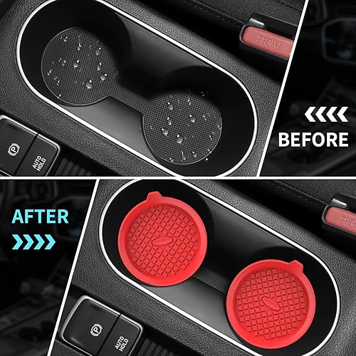 Miniatura 5 de ME.FAN - Posavasos de silicona para automóvil (paquete de 4), accesorios universales antideslizantes para el interior del automóvil, portavasos para