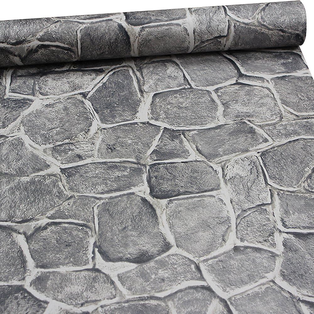 TSCTBA Wild Grey Stone PVC 3D Wall Panels Interior Design