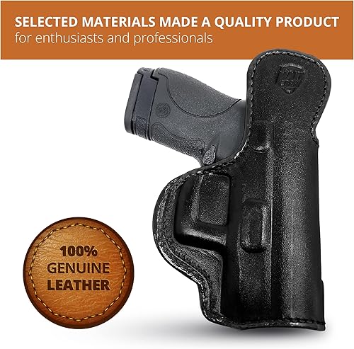 Miniatura 8 de PH - Funda de cuero genuino para pistola S&W Shield, funda táctica de cuero Iwb, funda de piel oculta de cuero, cómoda apéndice de transporte