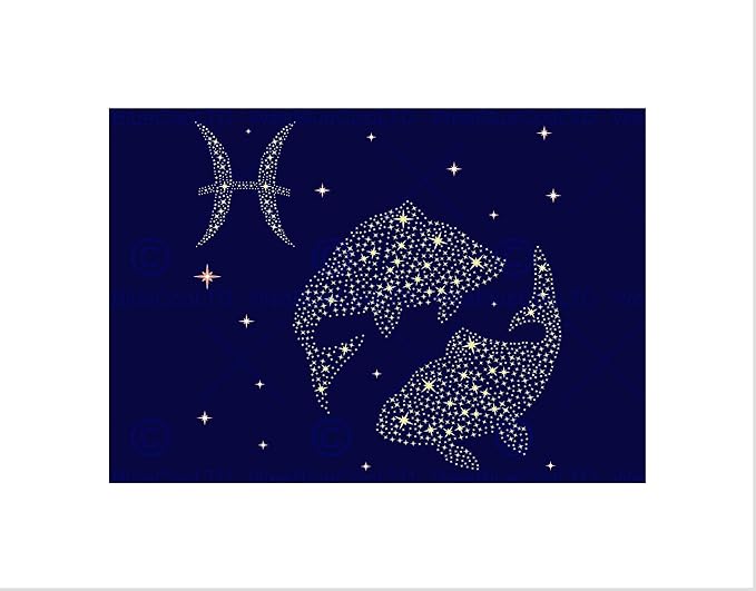 PAINTING ILLUSTRATION ZODIAC STAR SIGN PISCES FISH PRINT B12X12969